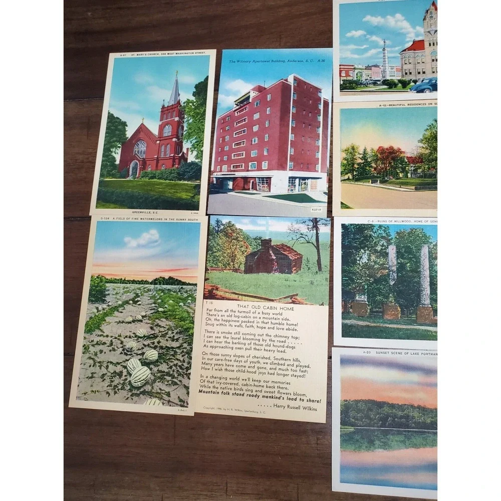 LOT 20 Vintage Linen Postcards - South Carolina‎ - Unused Unposted